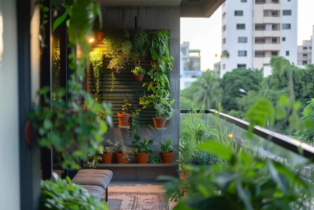 zielone tarasy z betonu