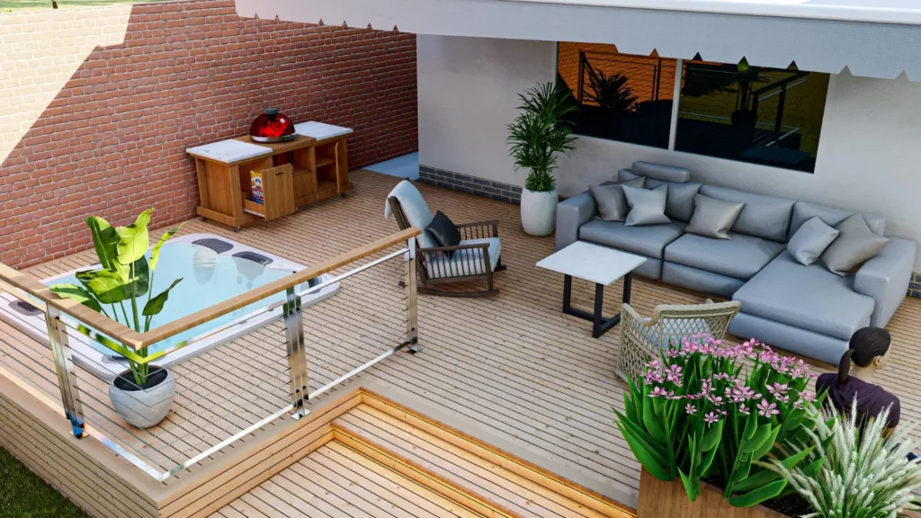 Kostka brukowa betonowa w roli tarasu rustykalnego