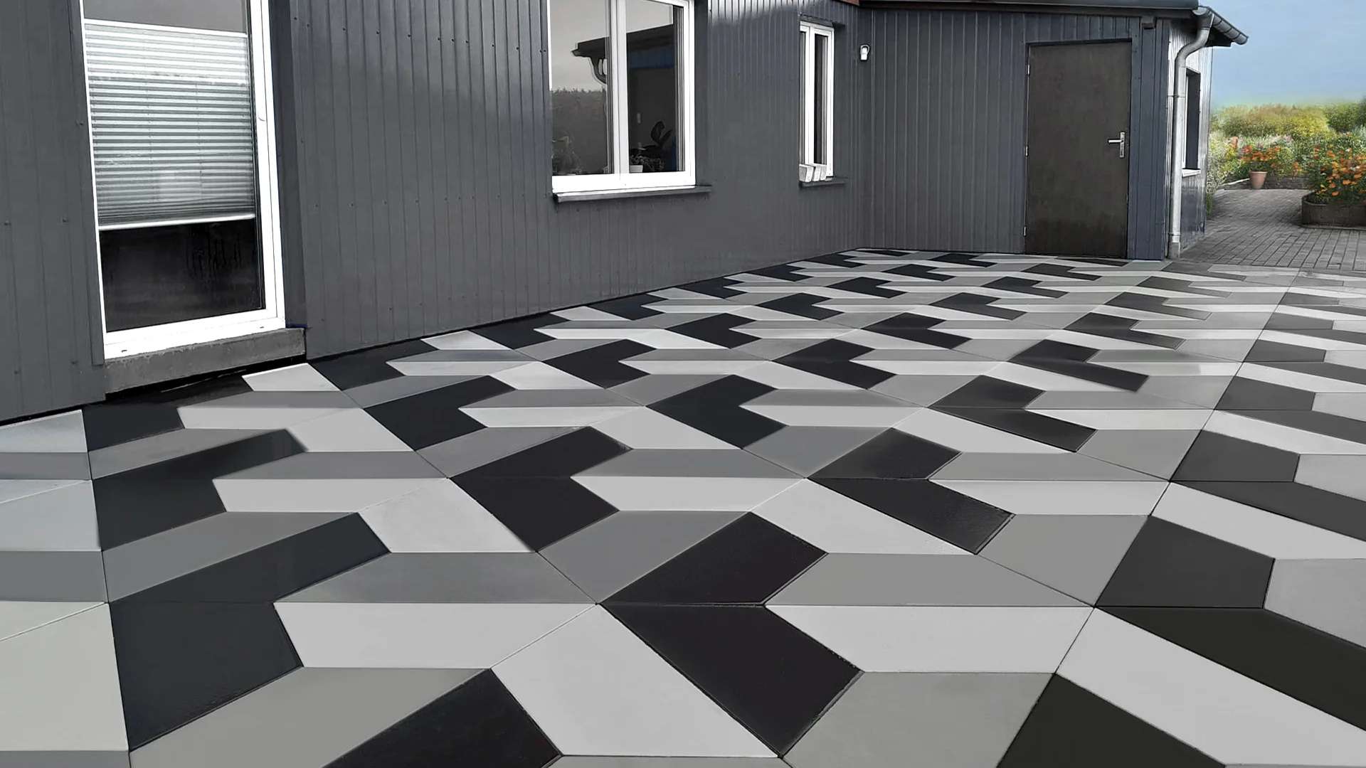 Geometryczne wzory z płyt brukowych